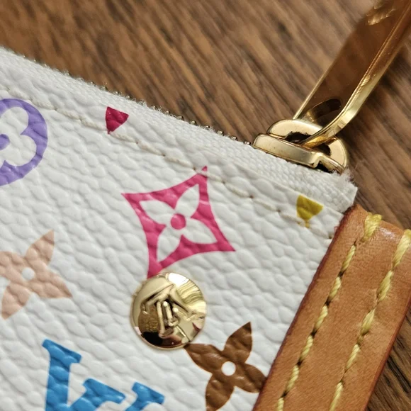 ☆ MINT☆ Louis Vuitton x Takashi Murakami Multicolor Pochette Cles Blanc - Picture 8 of 13